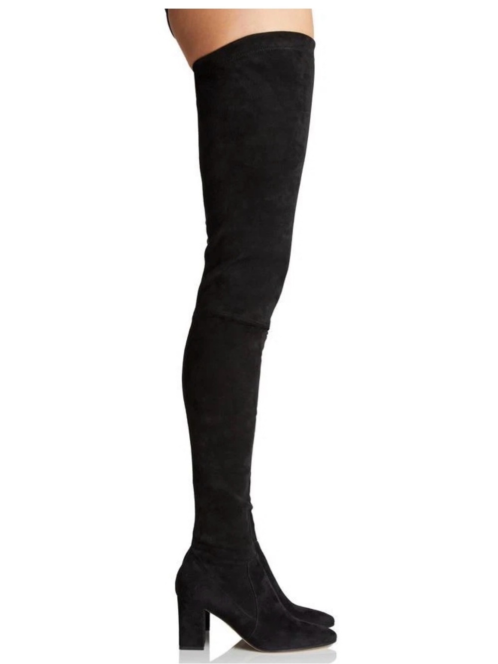 NEW Tamara Mellon Black Stretch Suede Helmut Over the Knee Boots 105mm Heels